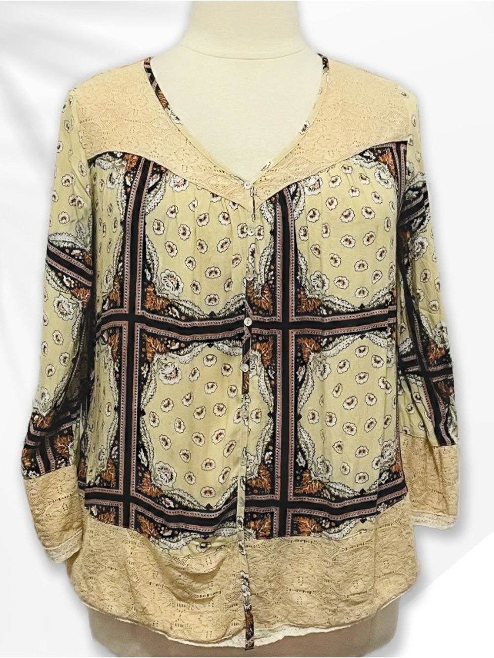 Kori America Boho Blouse Sz M